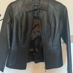 Petite Sophisticate Black Leather Jacket